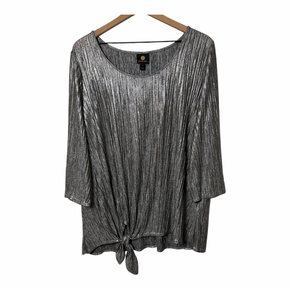 JM Collection Gold Metallic Blouse XL NWT Shiny Party Holiday Top Women